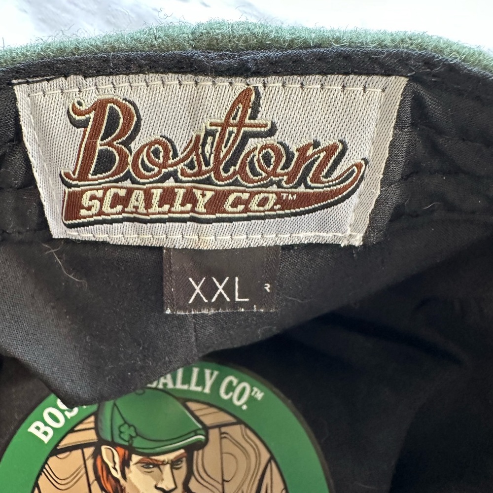 Men's Boston Scally “the limerick” Xxl flat wool Cap - Black & Olive - Picture 5 of 6